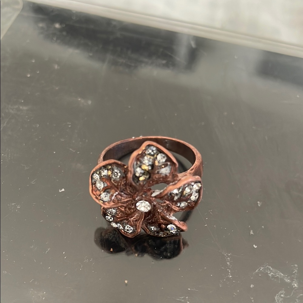 Vintage Bronze Reindeer Moss Women Ring Size 5  or ( 1 1/2” around the finger